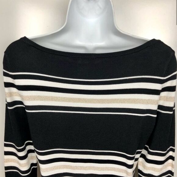 White House Black Market XS Striped Knit Sweater 3/4 Sleeve Multicolor - Picture 5 of 10